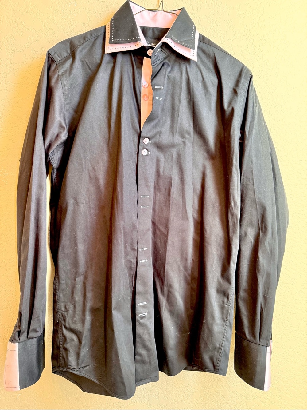 Lansky Bros Retro Black with Pink Trim Button Down